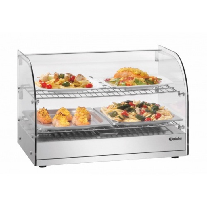 Vitrina incalzire mancare, Bartscher, Otel inoxidabil/Sticla, 80 l, Transparent/Argintiu