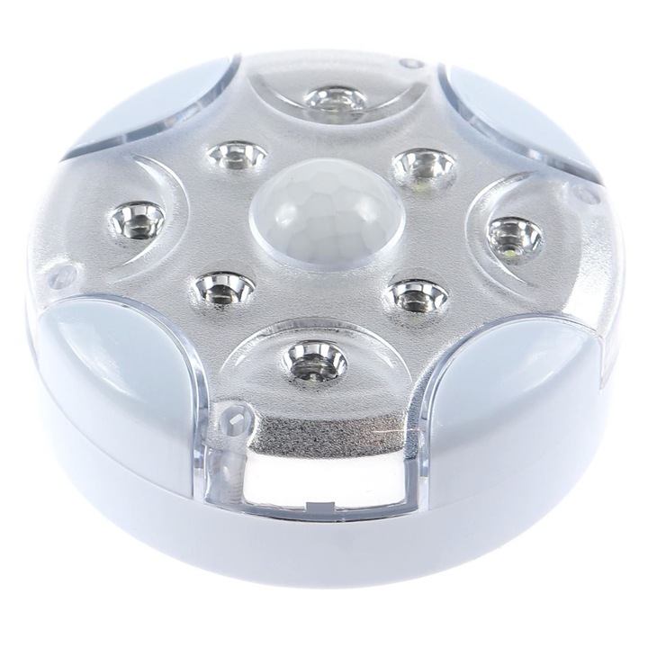 Lampa rotunda cu 8 Led-uri, Unitec, cu senzor miscare, senzor lumina