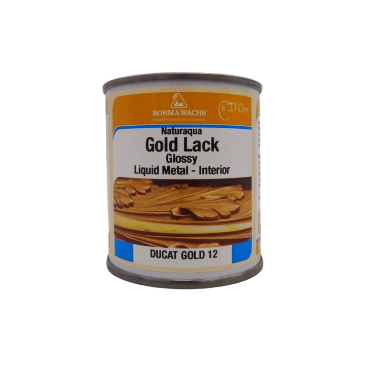 Foita metalica lichida pe baza de apa, Borma Wachs, Naturaqua Gold Lack, culoare Aur ducat, 125 ml, lucios