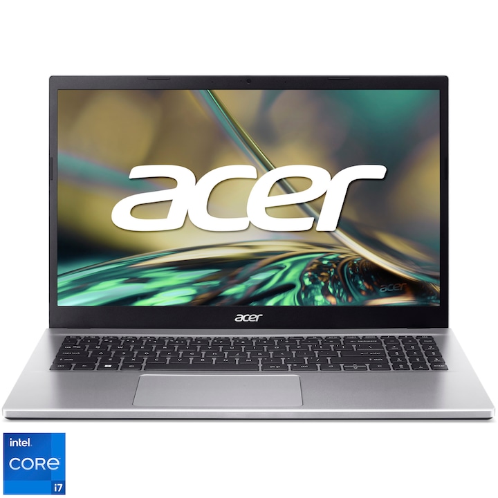 Laptop Acer Aspire 3 A315-59 cu procesor Intel® Core™ i7-1255U pana la 4.70 GHz, 15.6", Full HD, IPS, 8GB, 512GB SSD, Intel® Iris Xe Graphics, NO OS, Pure Silver