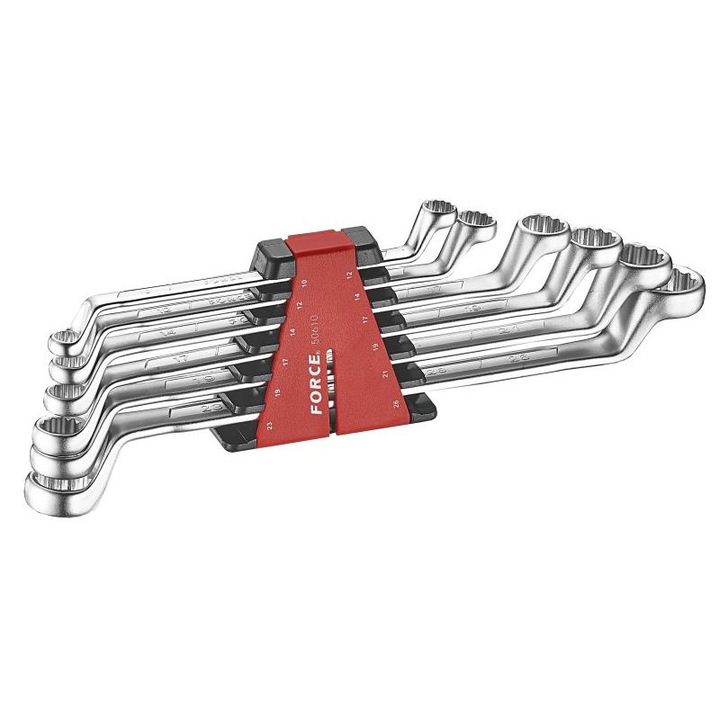 Set chei inelare dublu cotite Force Tools 75°-6 buc