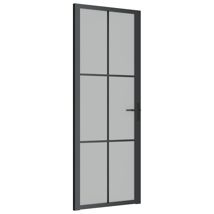 Интериорна врата vidaXL, 76x201,5 см, Черен мат, Стъкло и алуминий, 20.9 Kg