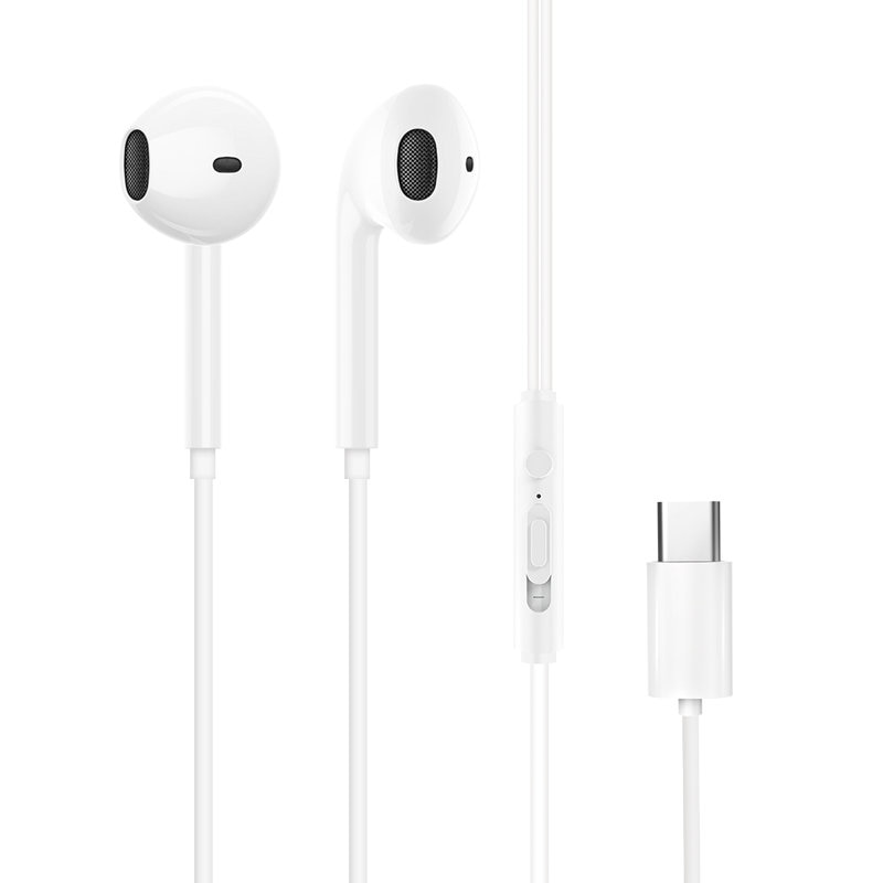 Casti audio cu fir, Dudao, Conector USB Type-C, TPE, Alb