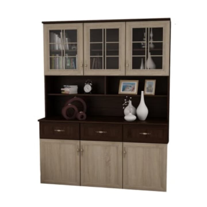 Dulap pentru bucatarie, Meblast, 150 x 200 x 53 cm, PAL 18 mm, HDF de 3 mm, PVC 0.8 mm, MDF, Sonoma Dark/Sonoma Light