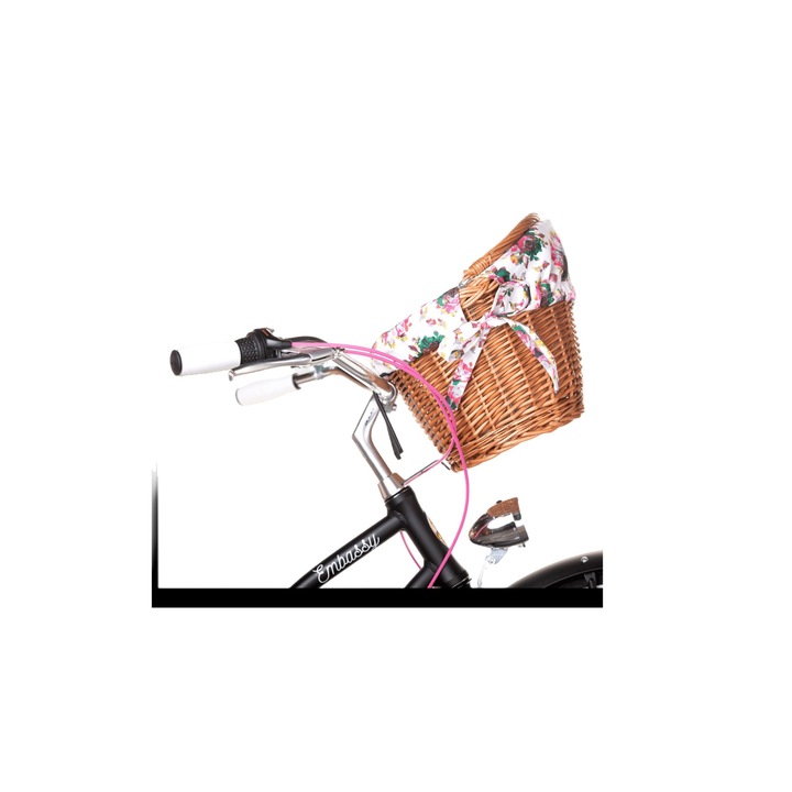 Husa cos bicicleta Bon Bon, Embassy, Poliester, 55x38 cm, Alb/Roz