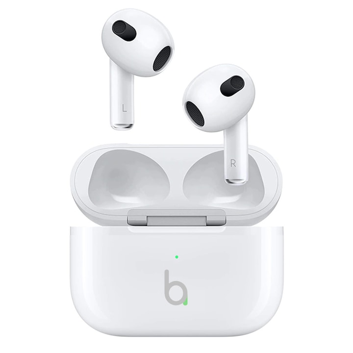 Bluetooth слушалки AirBeats 3, In-Ear, HD аудио, Dual HD True Stereo, тип AirPods, Съвместими с iPhone / Android, Бял