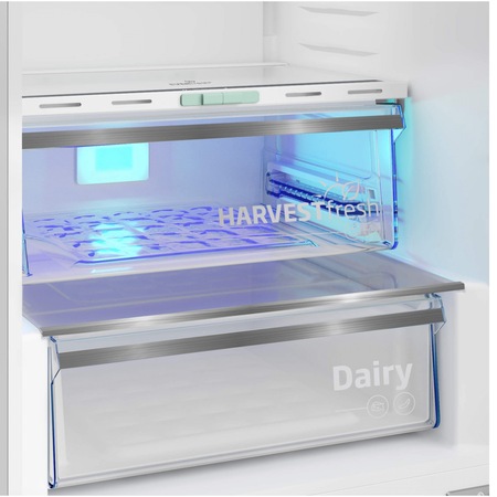 Combina frigorifica Beko B5RCNA405LXBR, 355 l, No Frost, HarvestFresh, BioCycle, Everfresh+, AeroFlow, Clasa D, H 203,5 cm, Metal Look