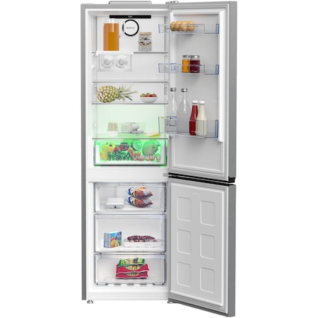 Combina frigorifica Beko B5RCNA365HXB, 316 l, No Frost, AeroFlow, HarvestFresh, Clasa D, H 186.5 cm, Argintiu