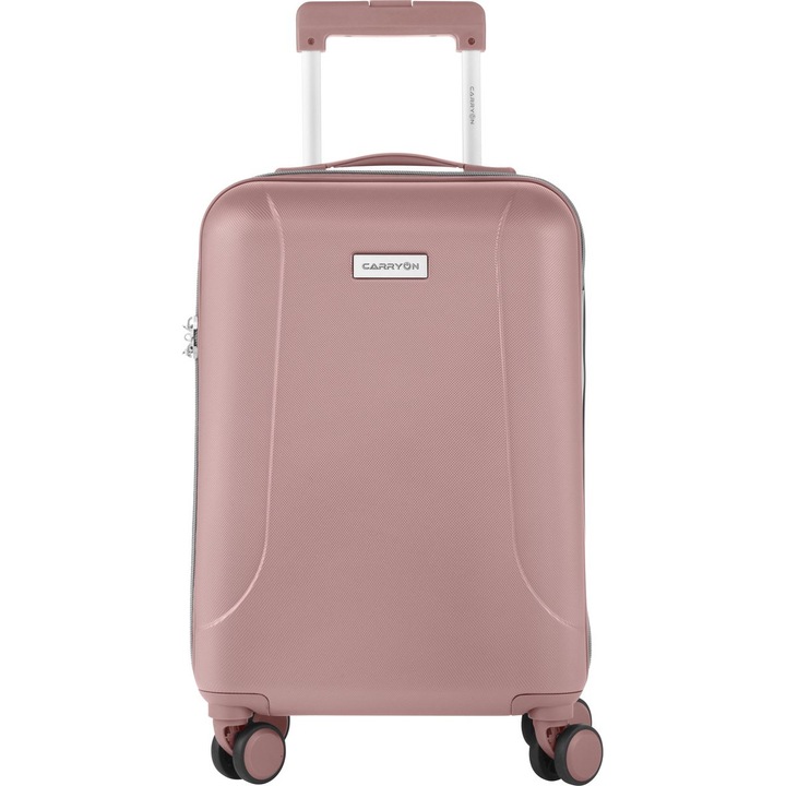 Куфар CarryOn Skyhopper, за ръчен багаж, C 4 колела, TSA код, код Окобан, Поликарбонат/ABS, 55 cm, Розов