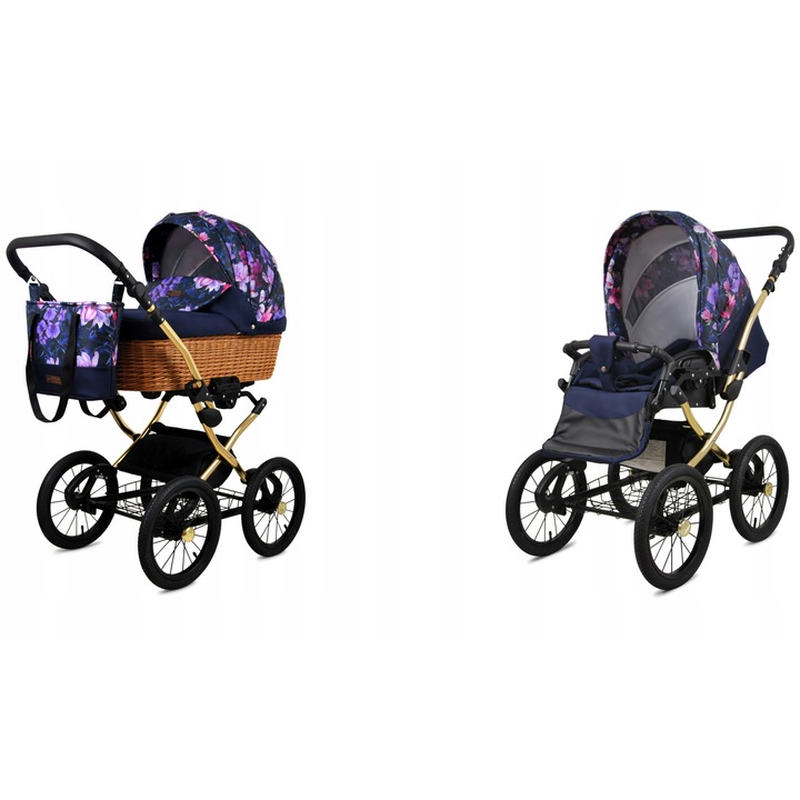 Количка BabyLux, 2 в 1, Classic, Gold Royal Magnolia, Обръщаема, С алуминиева рамка