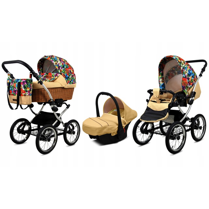 Детска количка BabyLux 3 в 1 Classic, Обръщаща се седалка, с алуминиева рамка