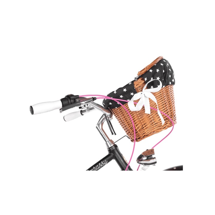 Husa cos bicicleta Magical black stars, Embassy, Bumbac, 55x38 cm, Negru/Alb