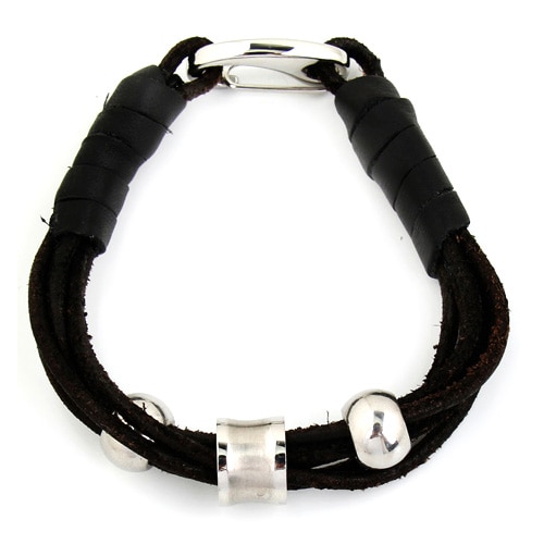 Bratara piele si inox Steel Bubble