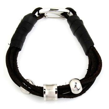 Bratara piele si inox Steel Bubble Bratara piele si inox Steel Bubble