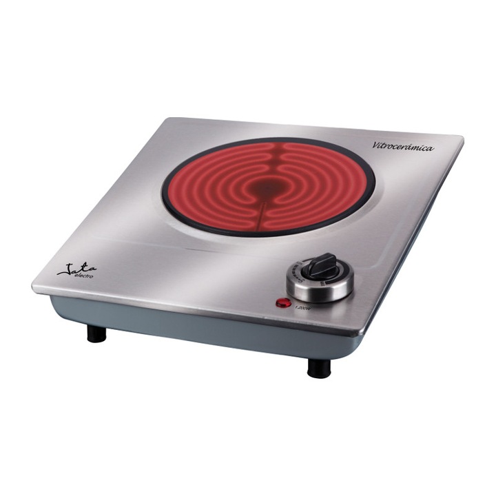 Стъклокерамичен котлон Jata V531, 1200 W, 1 зона, Защита от прегряване, Сив/Черен