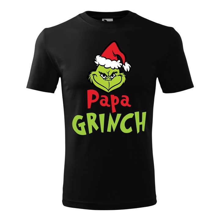 Tricou personalizat "Papa Grinch 01", Negru, Marime 4XL