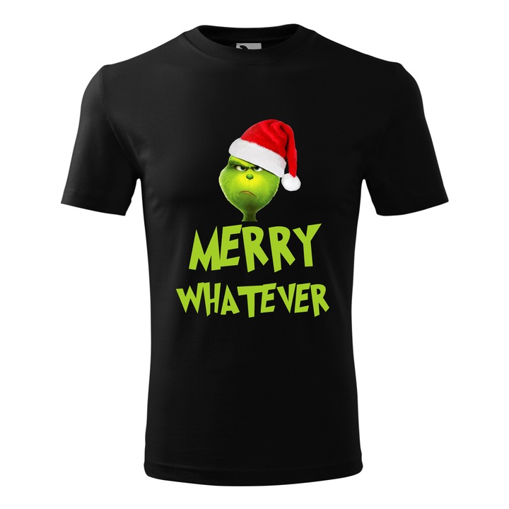 Tricou personalizat "Grinch Merry Whatever", Negru, Marime 4XL