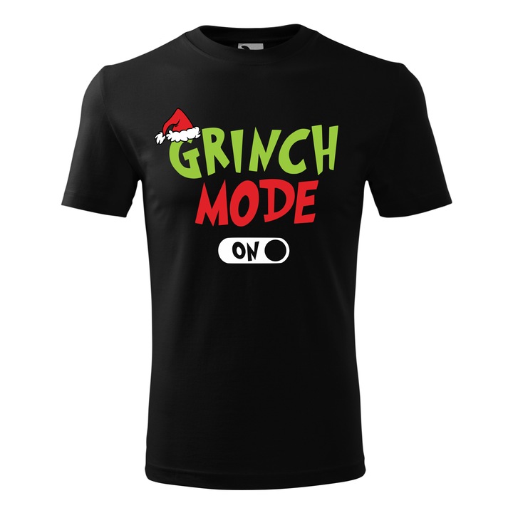 Tricou personalizat "Grinch Mode On", Negru, Marime 4XL
