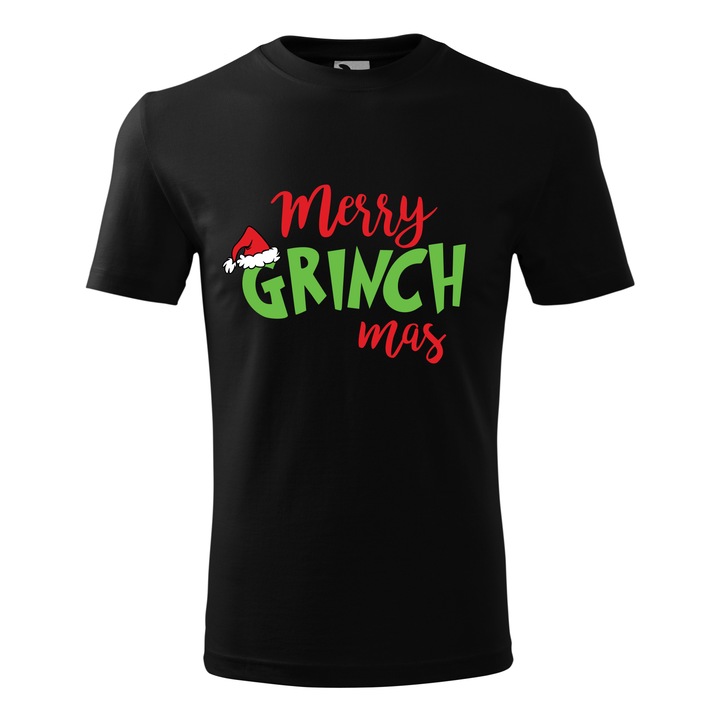 Tricou personalizat "Merry Grinchmas", Negru, Marime 4XL