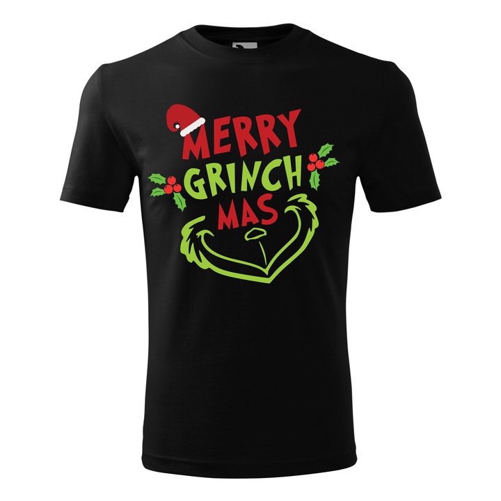 Tricou personalizat "Merry Grinchmass", Negru, Marime 4XL