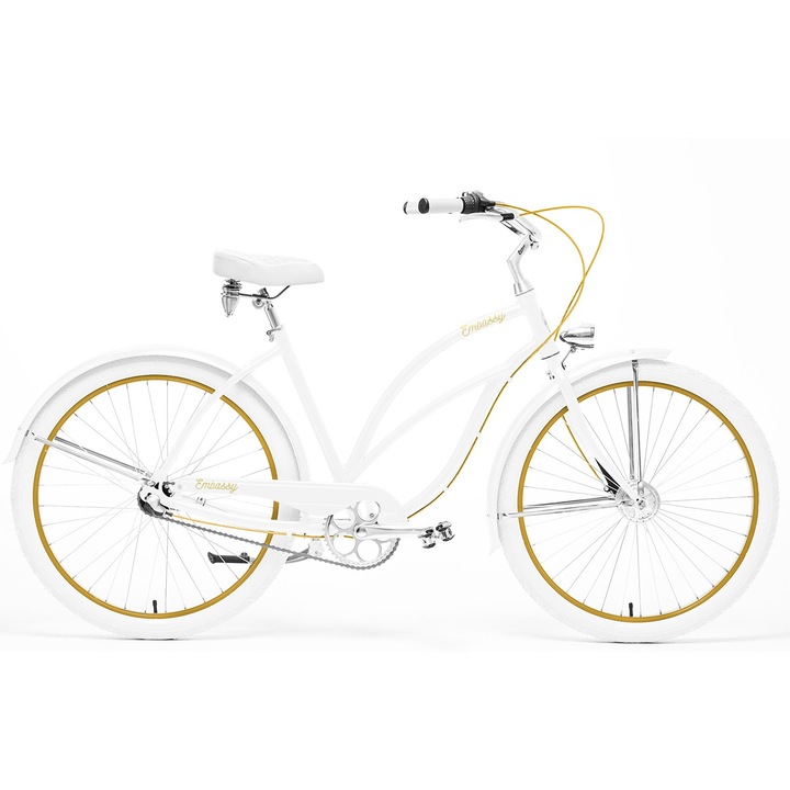 Bicicleta de oras Glamour 7B, Embassy, Aluminiu, 7 viteze, Roti 26", Alb, 15 kg