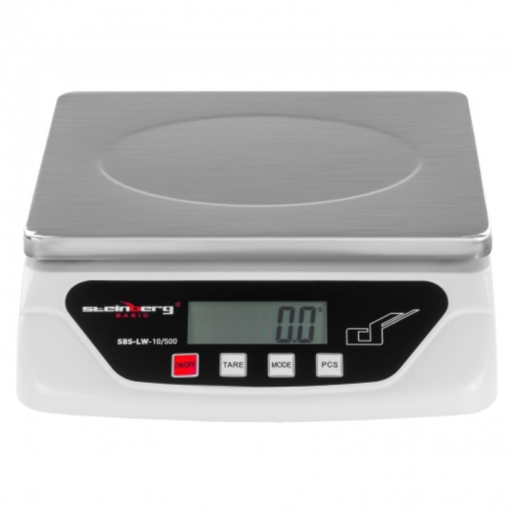Cantar electronic, Steinberg, Otel/Plastic, 10 kg/0.5 g, Alb/Gri