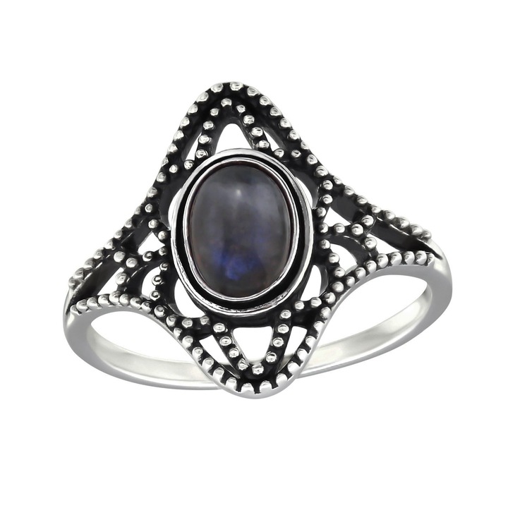Silver Berry gyűrű, barokk, labradorittal, ezüst, 55-ös méret