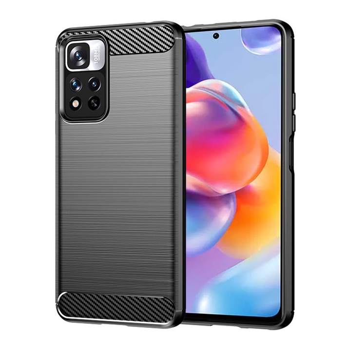 Кейс за Xiaomi Redmi Note 11 Pro+ 5G, Techsuit Carbon Silicone, черен
