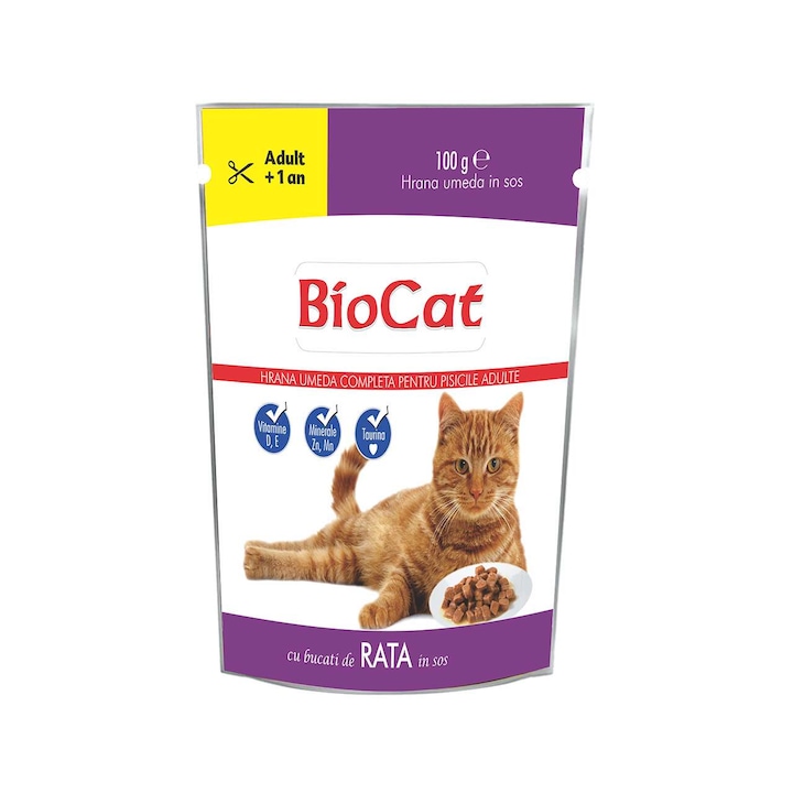 Hrana Umeda Pentru Pisici Biocat Plic Rata In Sos 100G