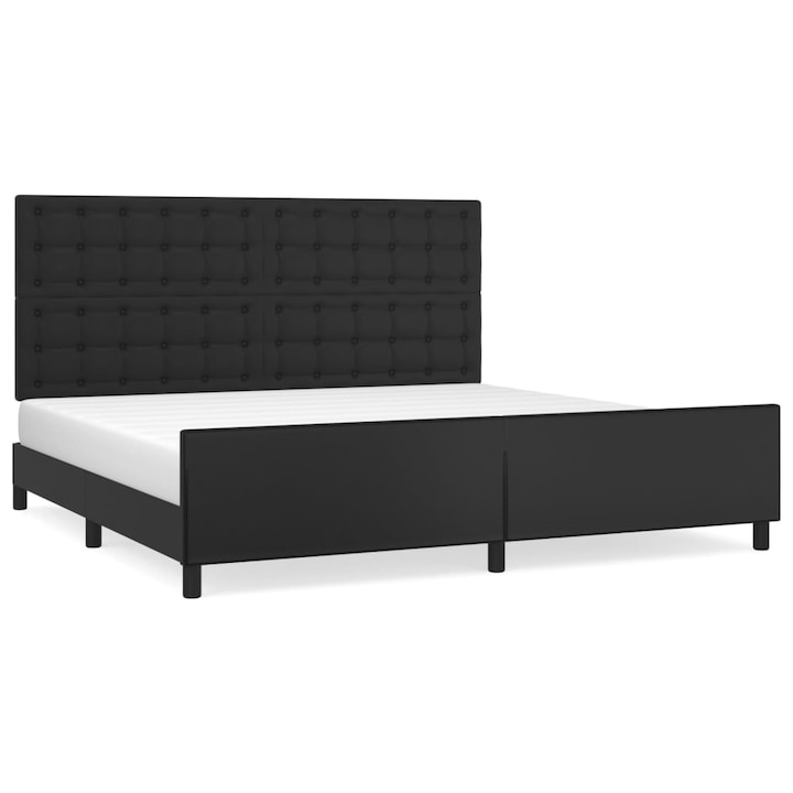 vidaXL fekete műbőr ágykeret fejtámlával 200x200 cm, 37.55 kg