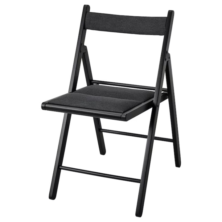 Terje Összecsukható szék, fekete, párnázott ülés és háttámla, 78 cm