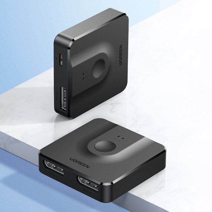 Ugreen сигнален сплитер, 2x DisplayPort, черен