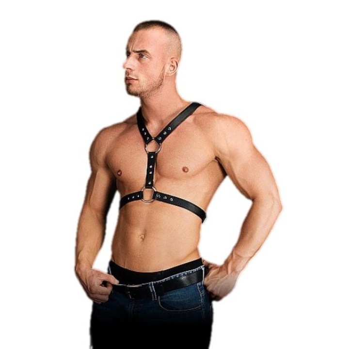 Hám szegecsekkel, Ouch, ökológiai bőr, fekete