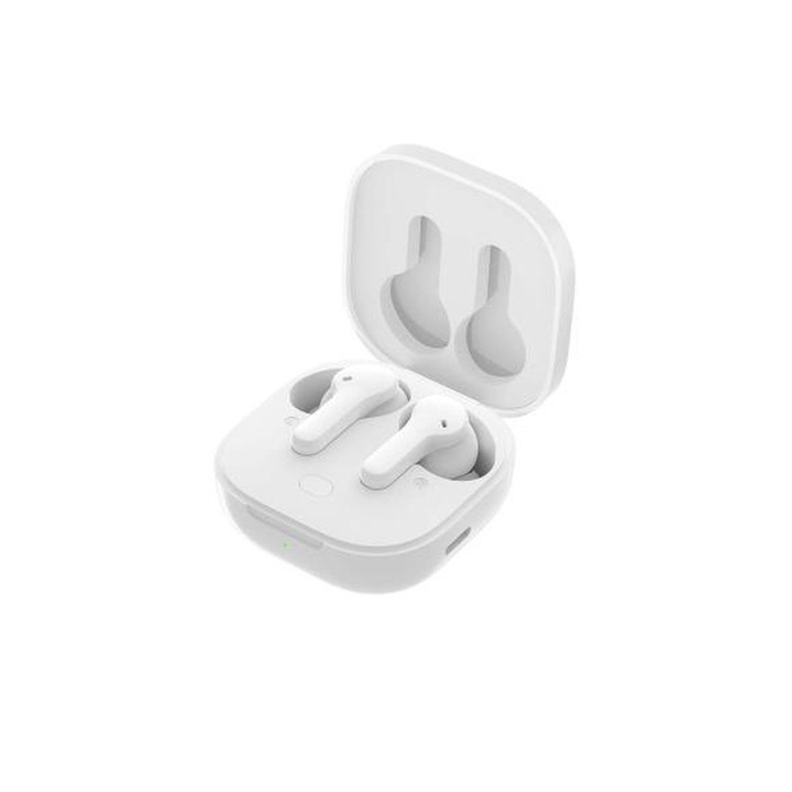 Комплект аудио слушалки + калъф + кабел за зареждане, QCY, Buds T13 TWS Sigle Point, Бял
