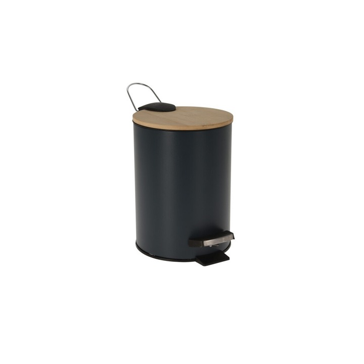 Cos gunoi Bathroom Solutions, polipropilena/bambus, 17x24 cm, 3 l, albastru