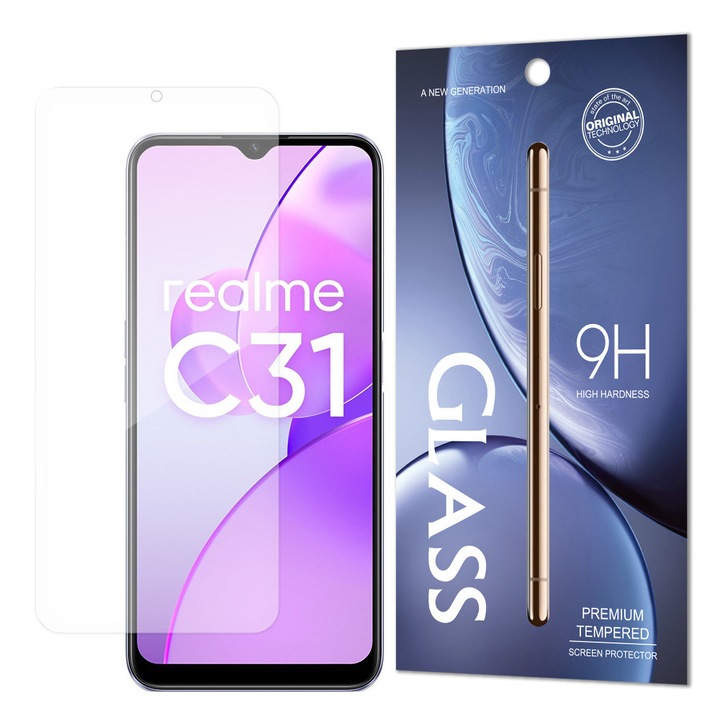 Folie protectie de sticla, Hurtel, 9H, Compatibila cu Realme C31, Transparenta