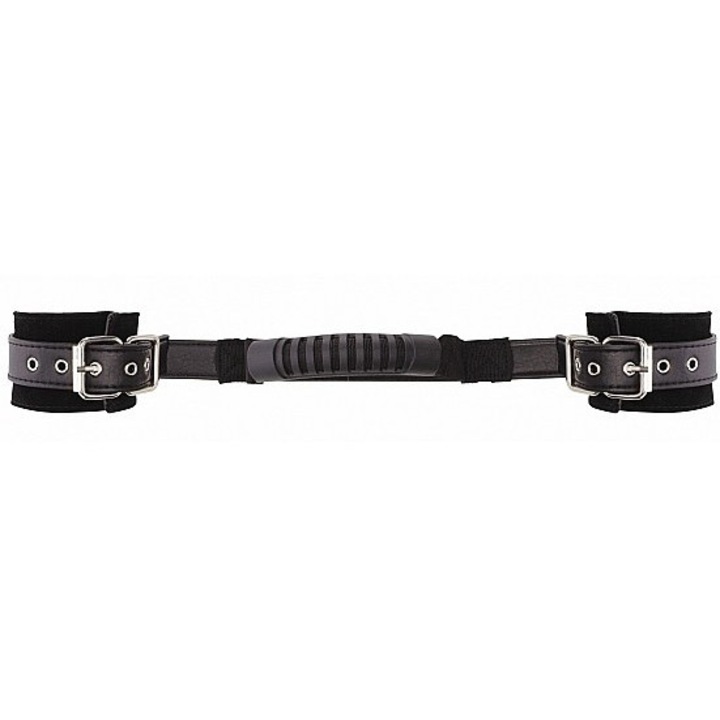 Комплект от 2 броя белезници Ouch!, Дръжка, Регулируем, Екологична кожа, Черен