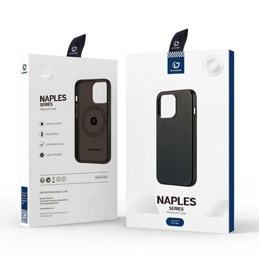 Husa telefon Naples, DuxDucis, Piele naturala, MagSafe, Compatibila cu iPhone 14 Plus, Maro inchis