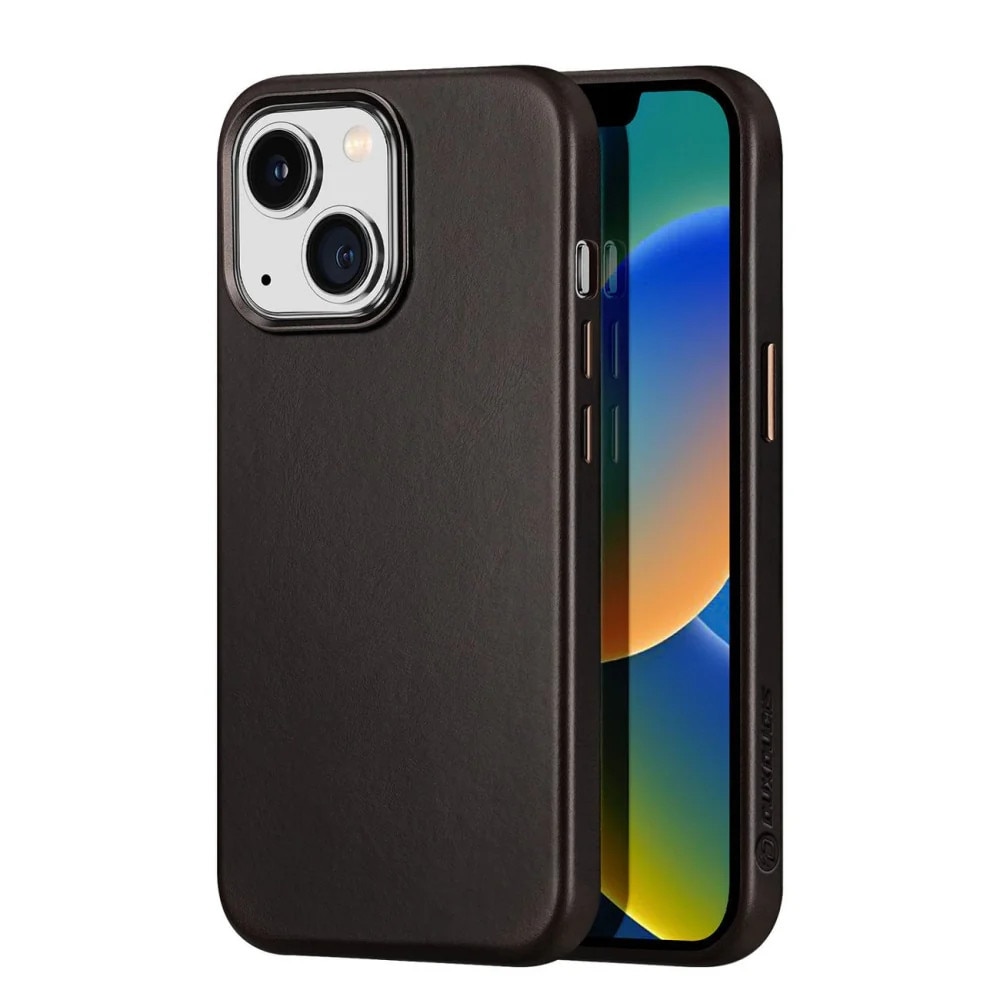 Husa telefon Naples, DuxDucis, Piele naturala, MagSafe, Compatibila cu iPhone 14 Plus, Maro inchis