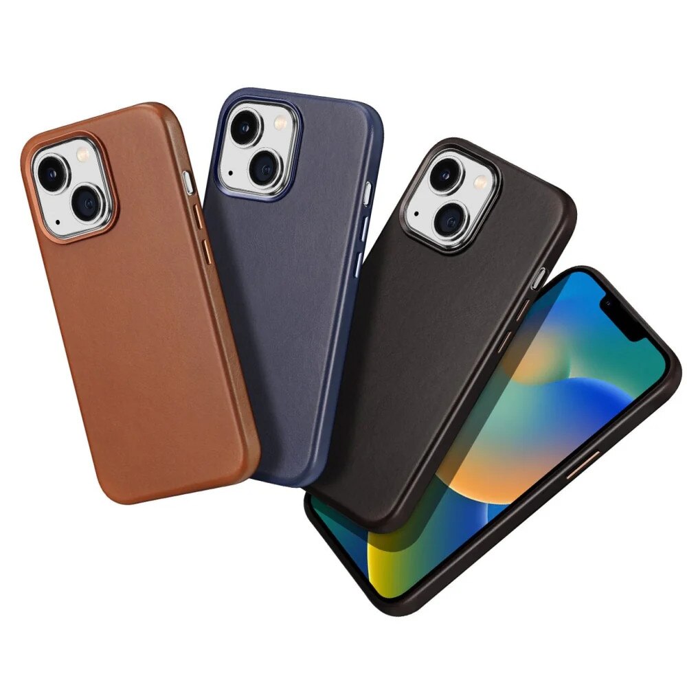 Husa telefon Naples, DuxDucis, Piele naturala, MagSafe, Compatibila cu iPhone 14 Plus, Maro inchis