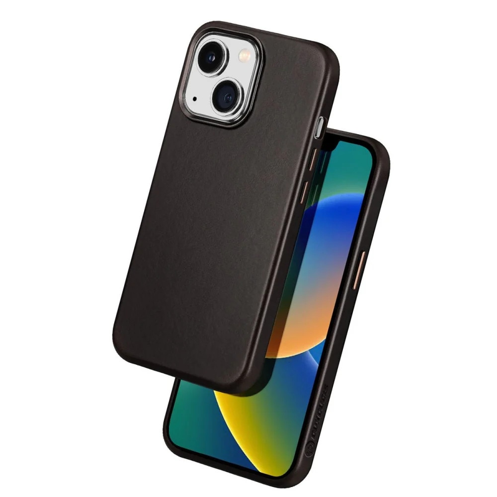 Husa telefon Naples, DuxDucis, Piele naturala, MagSafe, Compatibila cu iPhone 14 Plus, Maro inchis