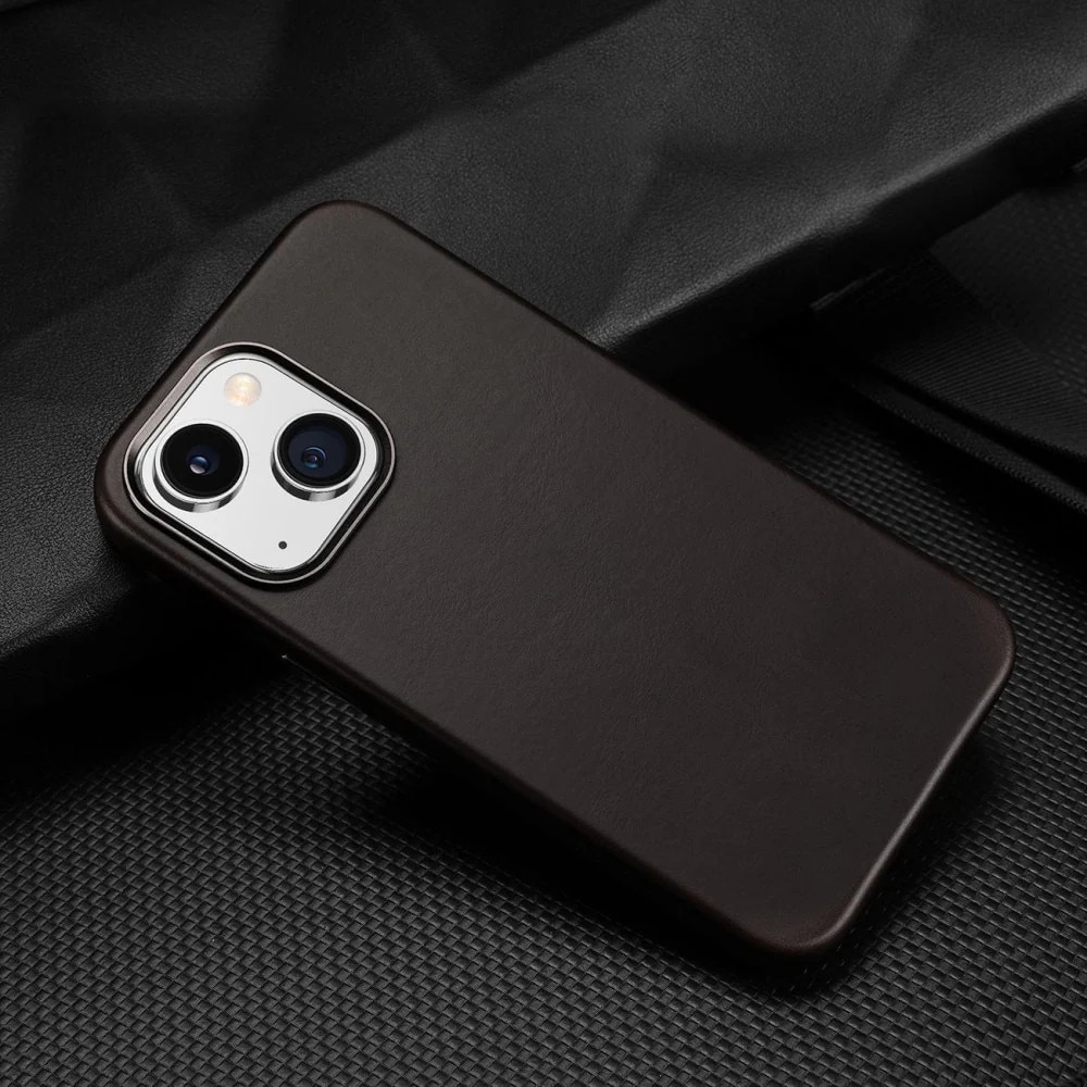 Husa telefon Naples, DuxDucis, Piele naturala, MagSafe, Compatibila cu iPhone 14 Plus, Maro inchis