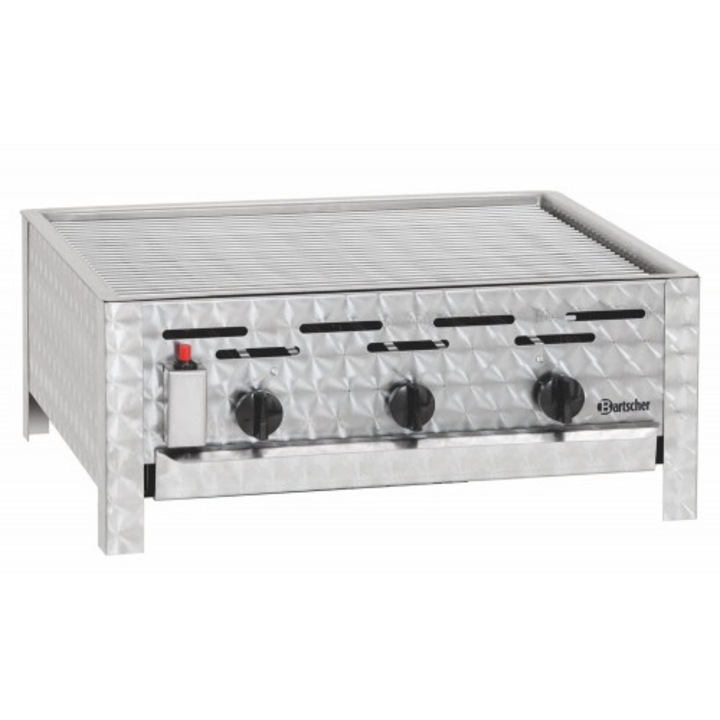 Gratar pe gaz Bartscher, Inox, 3 arzatoare, Argintiu