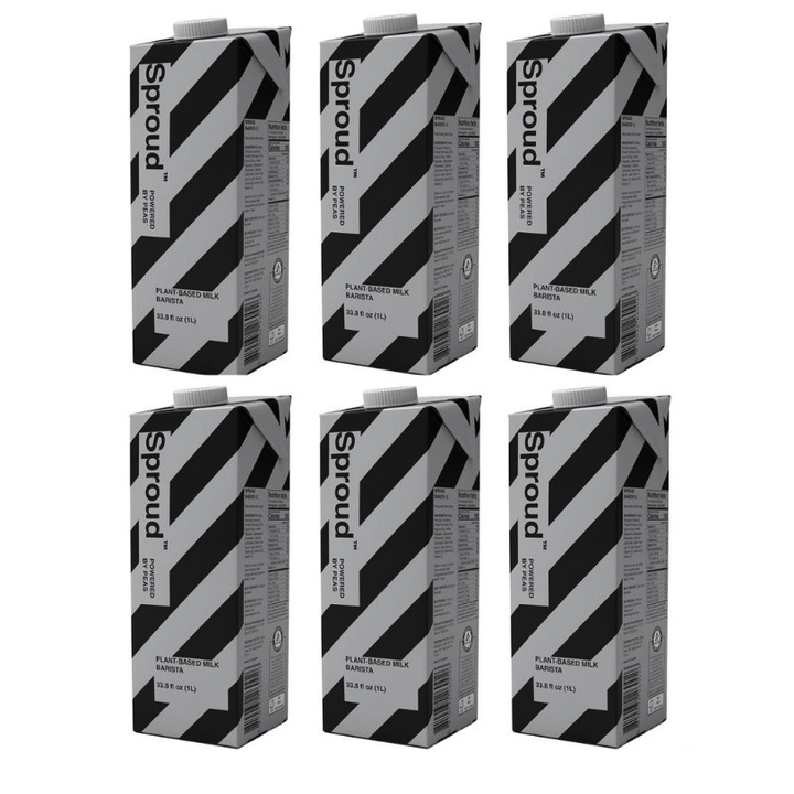 Lapte pe baza de mazare, Sproud Barista, 6 bucati, gustos in ceai si cafea, 6 litri