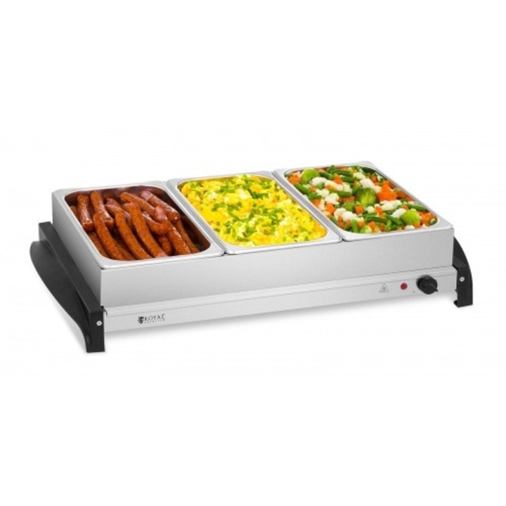 Royal Catering 3 tárolós elektromos ételmelegítő 400W