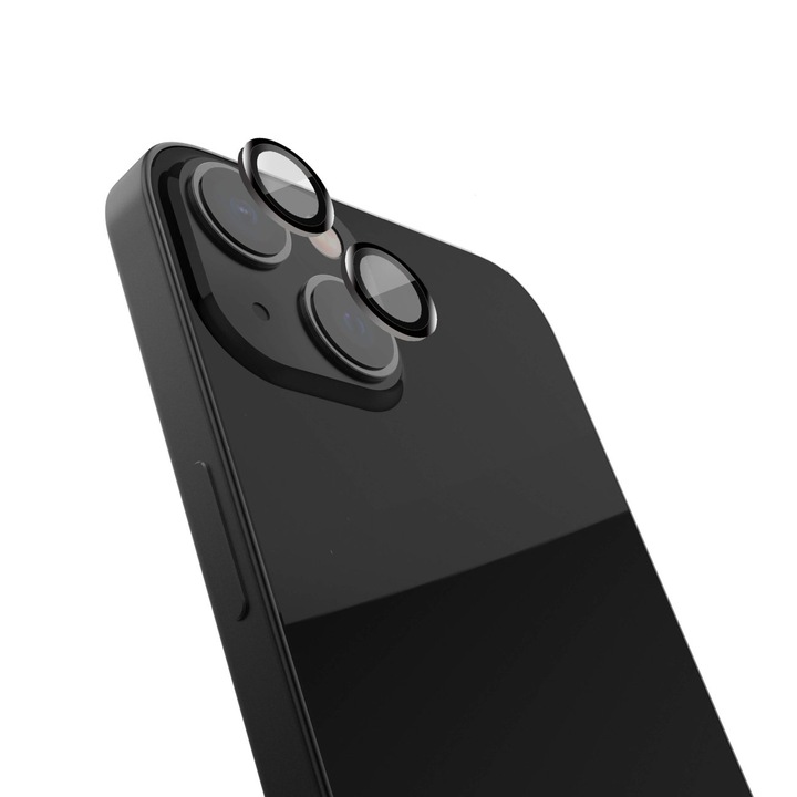 Протектор за камера Raptic за iPhone 14 Plus, стъкло, черно/прозрачно