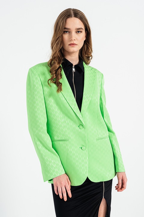 Karl Lagerfeld, Hun's Pick logómintás blézer, Világoszöld, XL