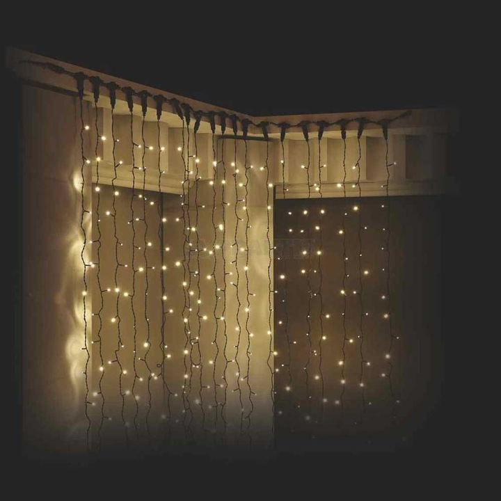 SDX karácsonyi installáció, 9017WW, Függöny, hideg fehér, 240 LED, 5 m x 1 m / fényinstalláció