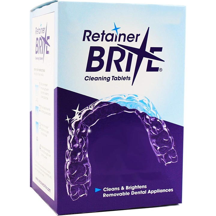 Retainer Brite таблетки за почистване на ортодонтски апарати, брекети, зъбни протези, комплект 36 бр.