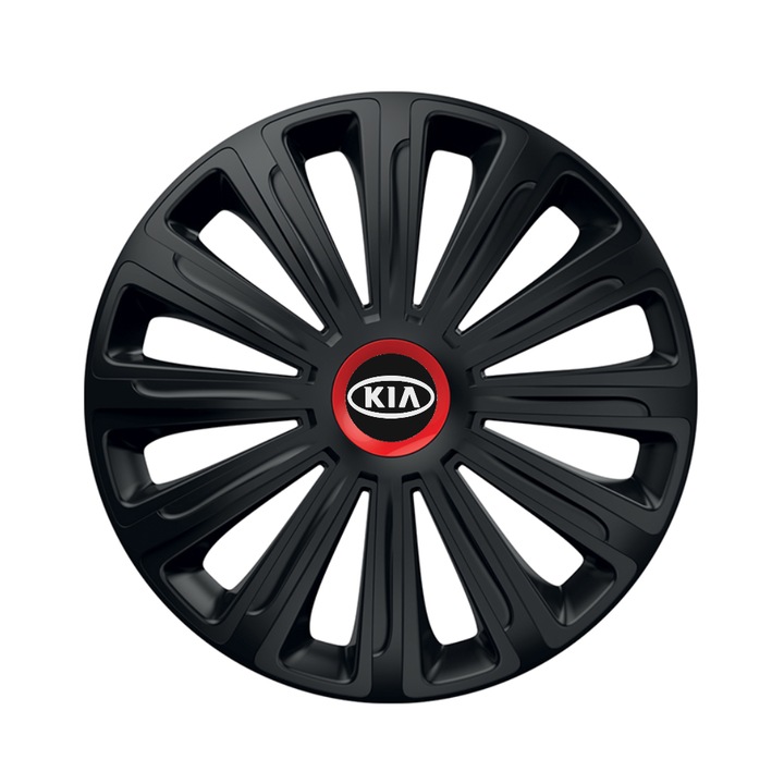 Set 4 capace roti Negre Cu Inel Rosu Trend R16 pentru gama auto Kia